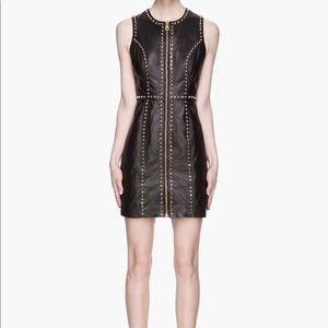 Versace Black leather gold studded Versus dress